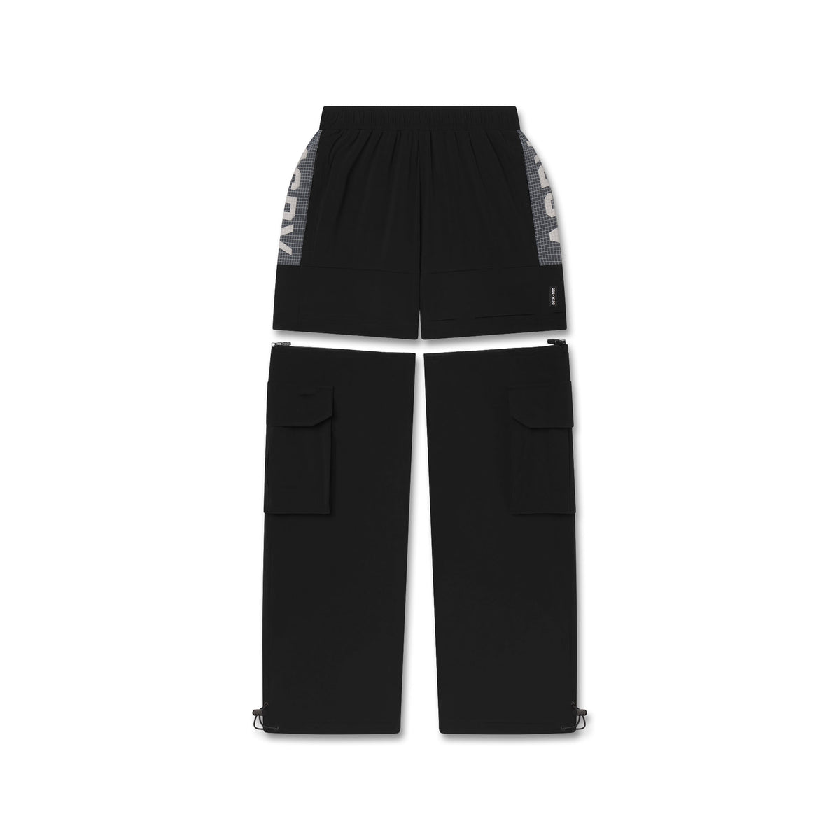 Flatlay W100 2-in-1 Convertible Pant in black, front view