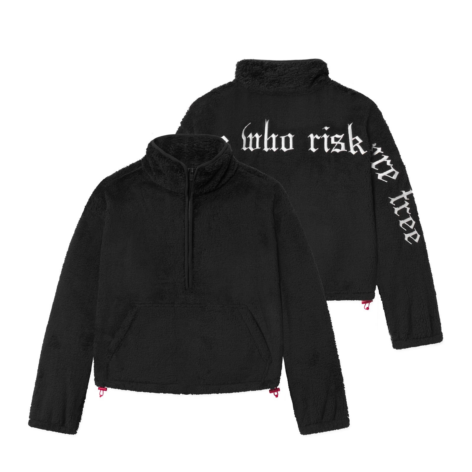 flatlay Women's Sherpa Recovery 1/2 Zip in black, front and back views