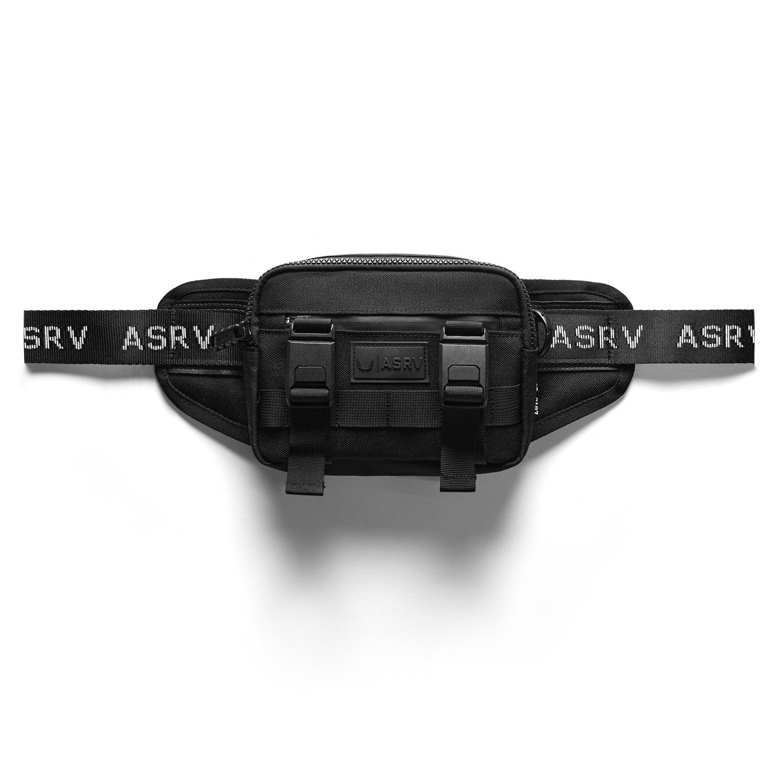 Flatlay ASRV Waterproof Cordura® Small Crossbody Bag in black, front view