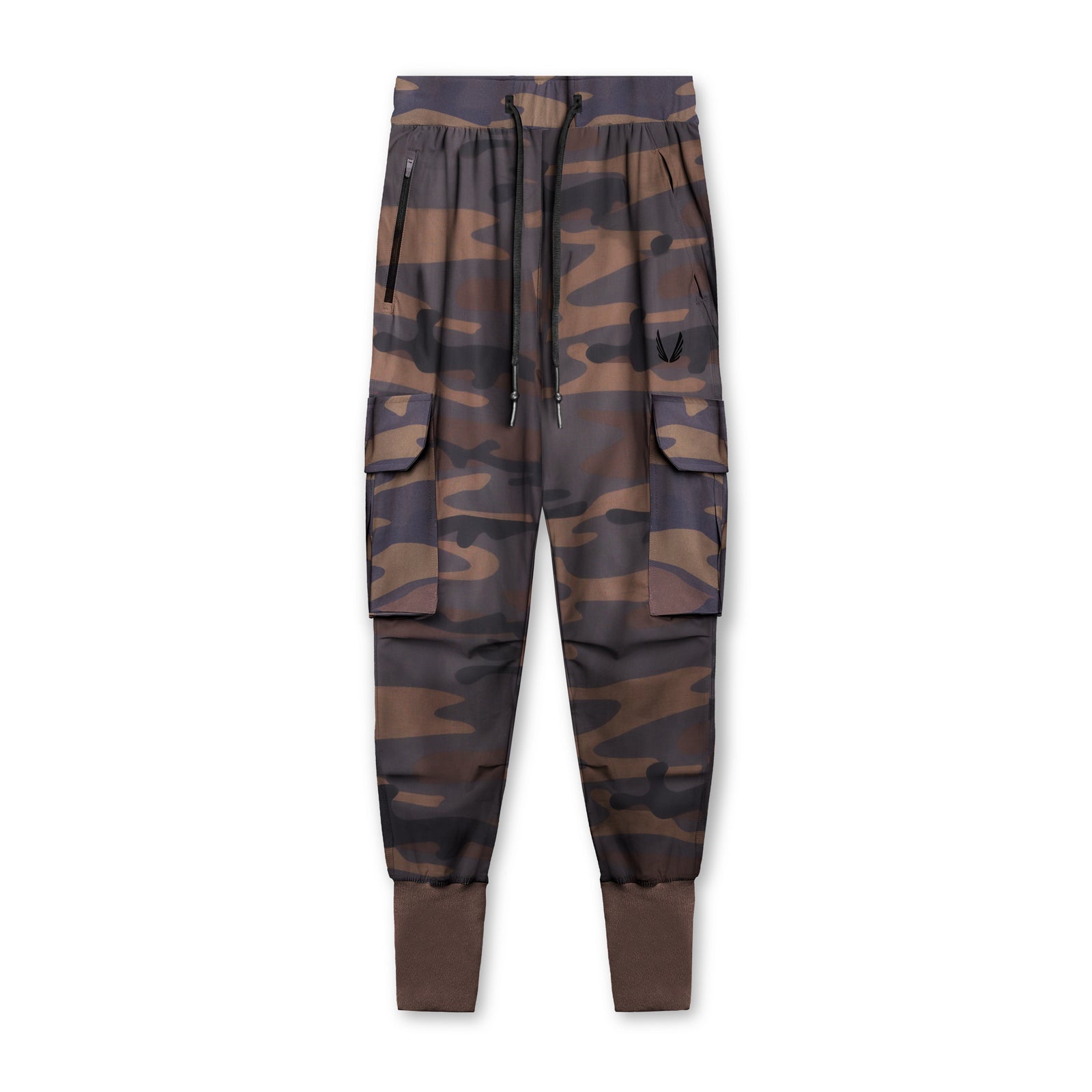 Flatlay of Tetra-Lite® Cargo High Rib Jogger in rust camo, front view
