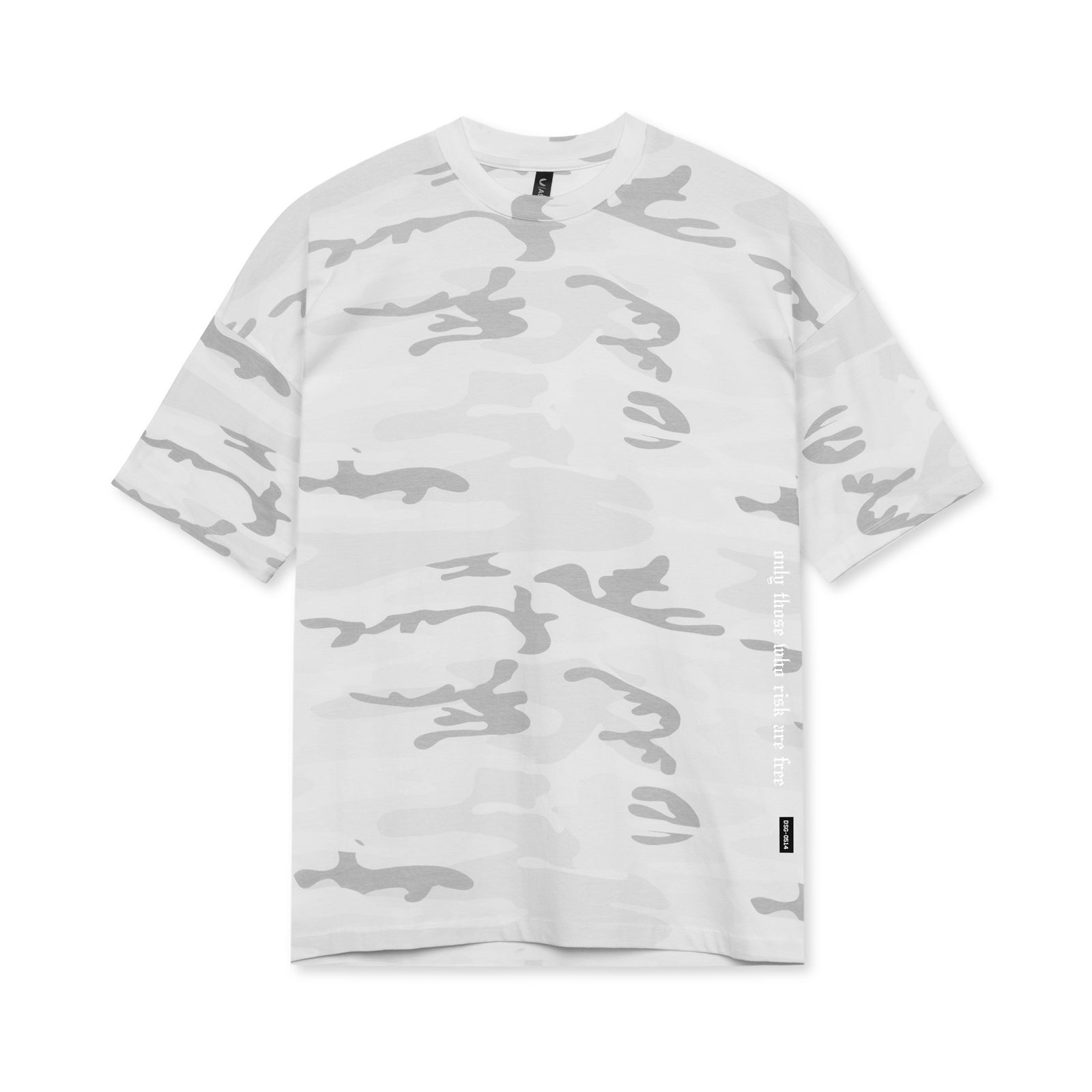 Flatlay of CottonPlus™ Oversized Tee in white camo, front view