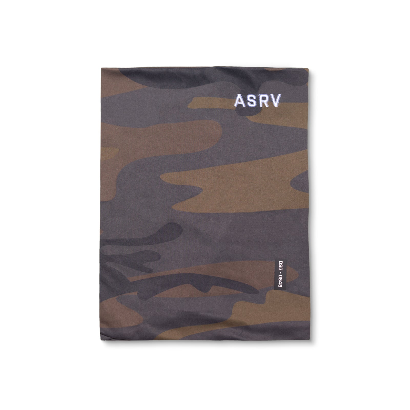 flatlay of ASRV Thermal Gaiter in rust camo, laid flat from above