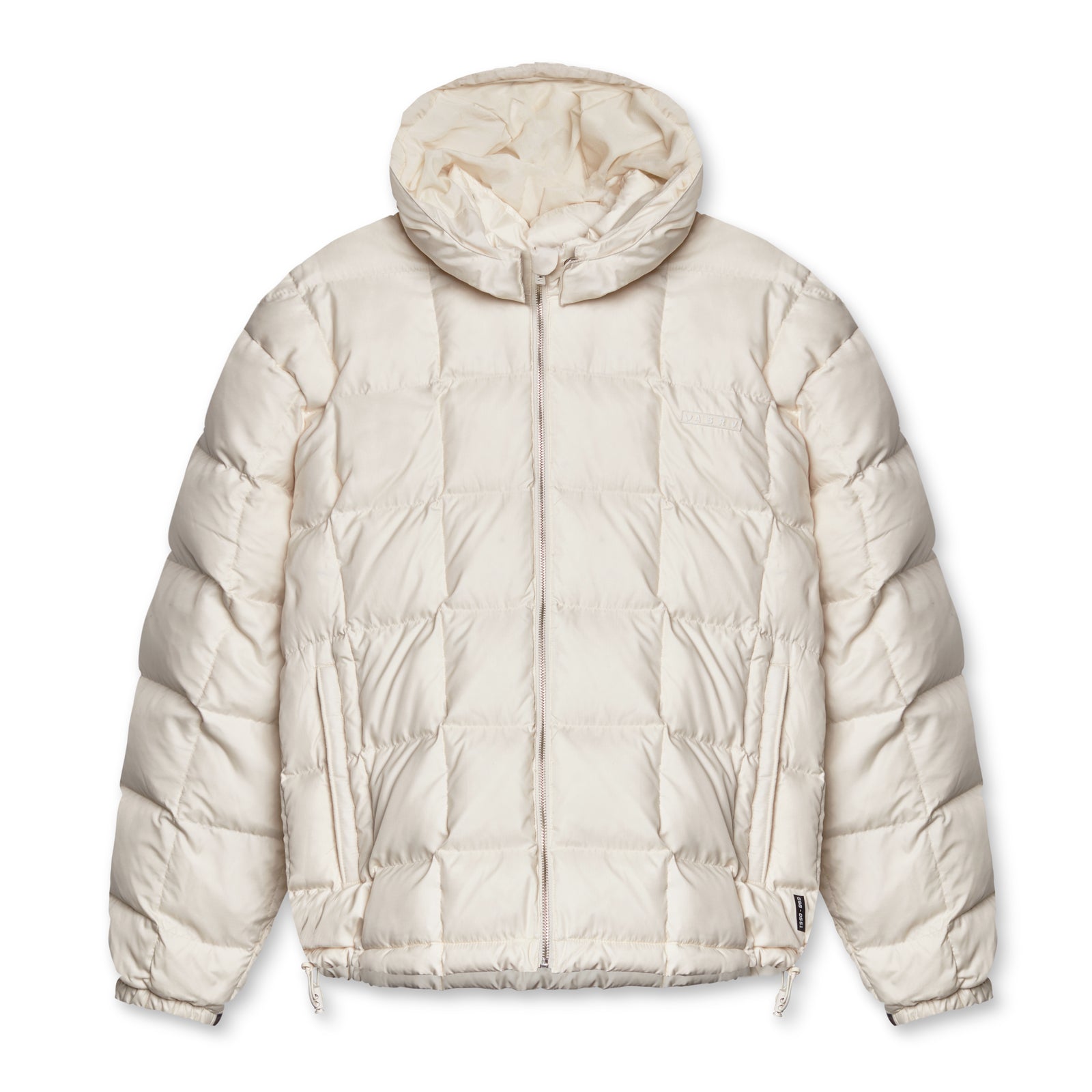 flatlay Weather-Ready Down Puffer Jacket in ivory cream, front view