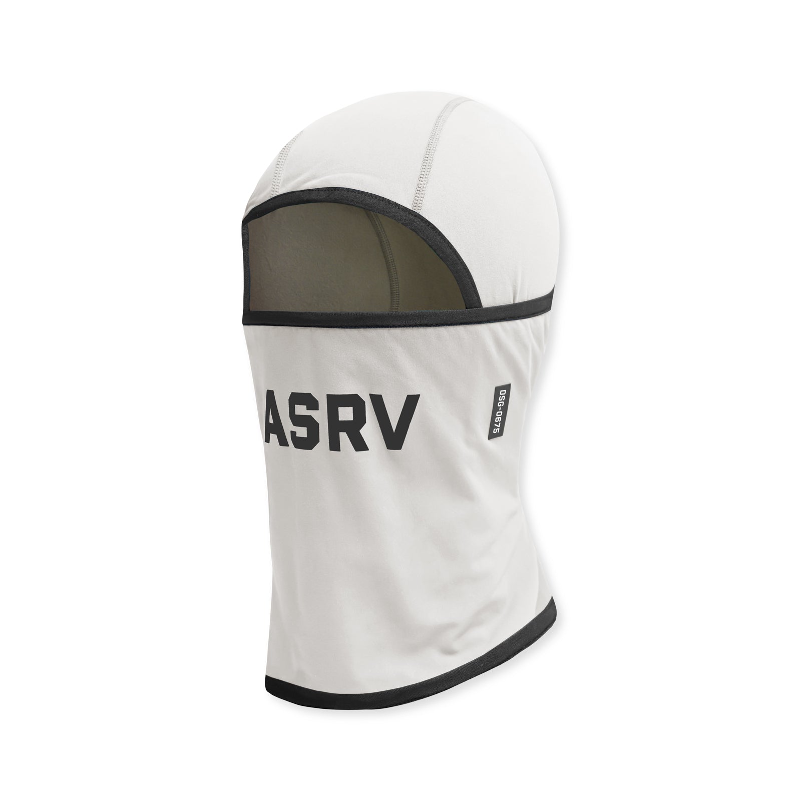 flatlay thermal balaclava in stone, front view on mannequin head