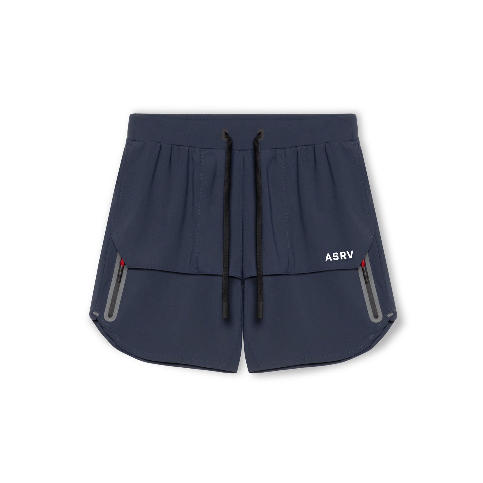 flatlay Tetra-Lite Tech Short in navy, front view