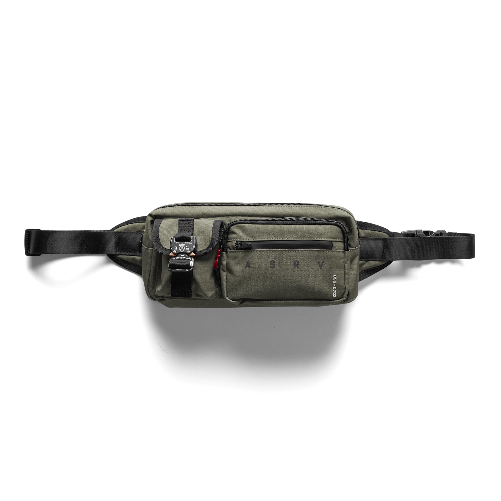 Flatlay 0703 Cordura® Tech Crossbody Pack in olive, front view