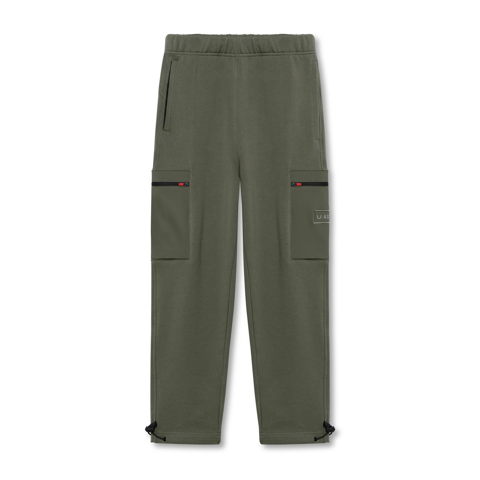 flatlay Tech-Terry Cinch Cargo Jogger in olive, front view