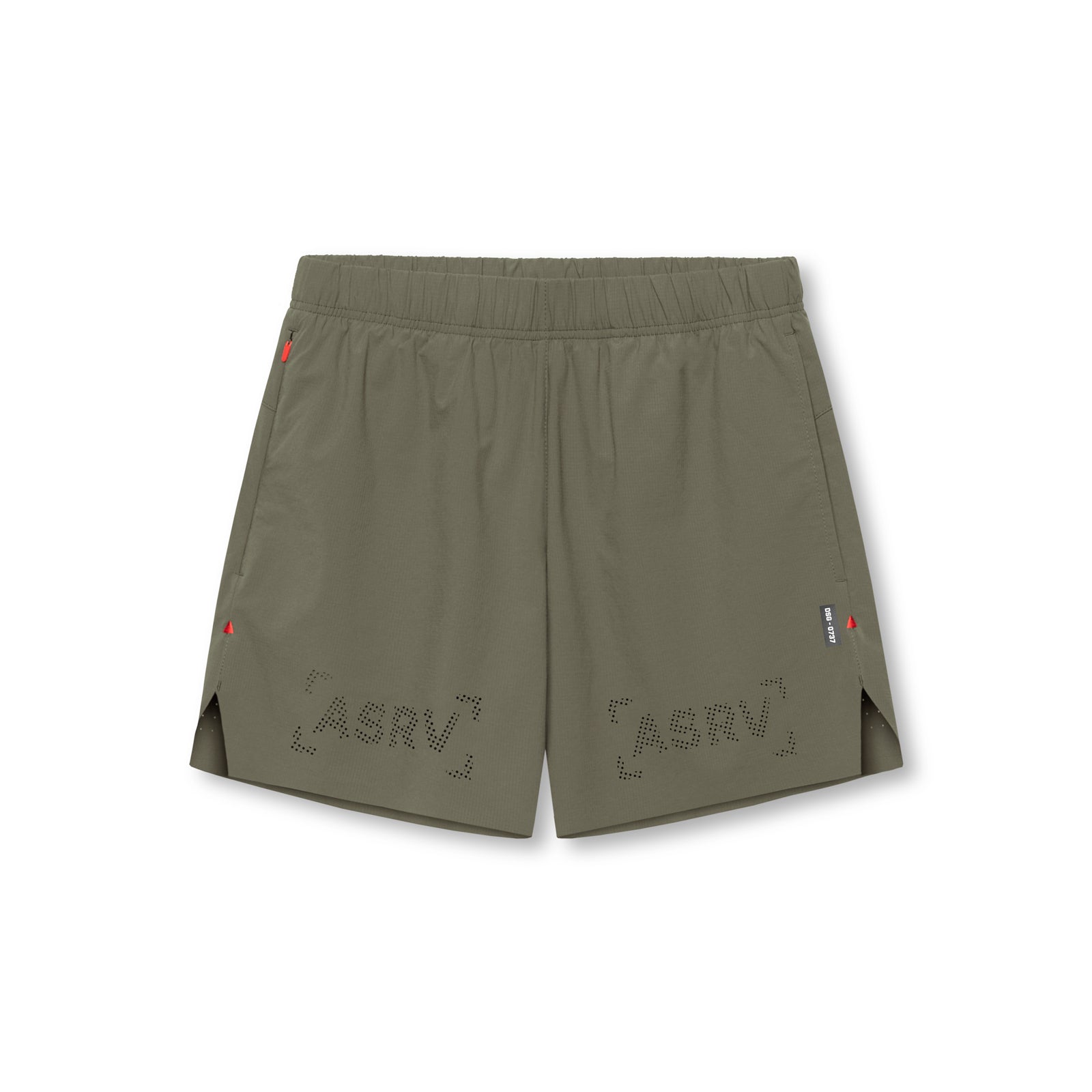 flatlay of 0737 Ripstop 6" Perforated Short in olive, front view
