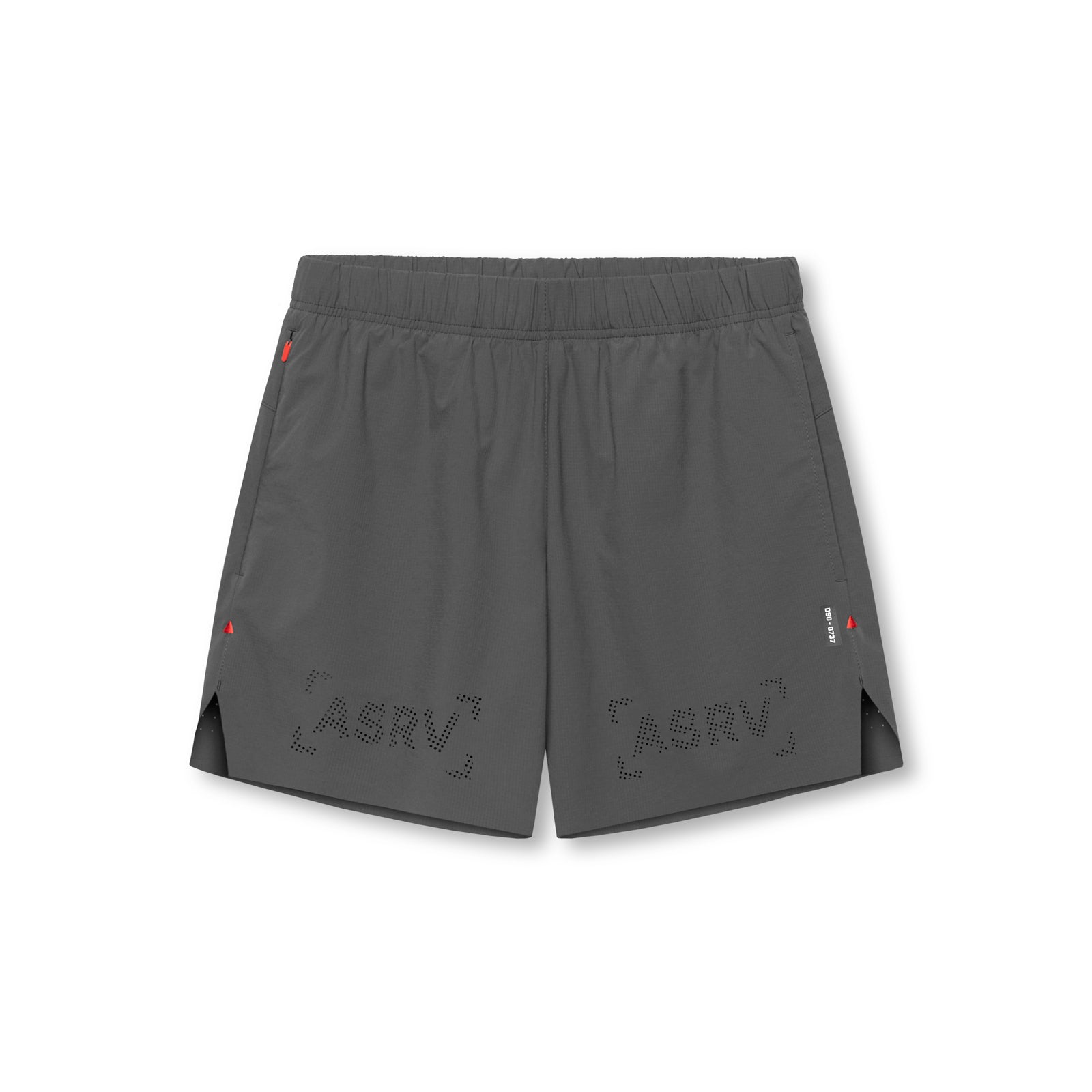 Flatlay of 0737 Ripstop 6" Perforated Short in space grey, front view
