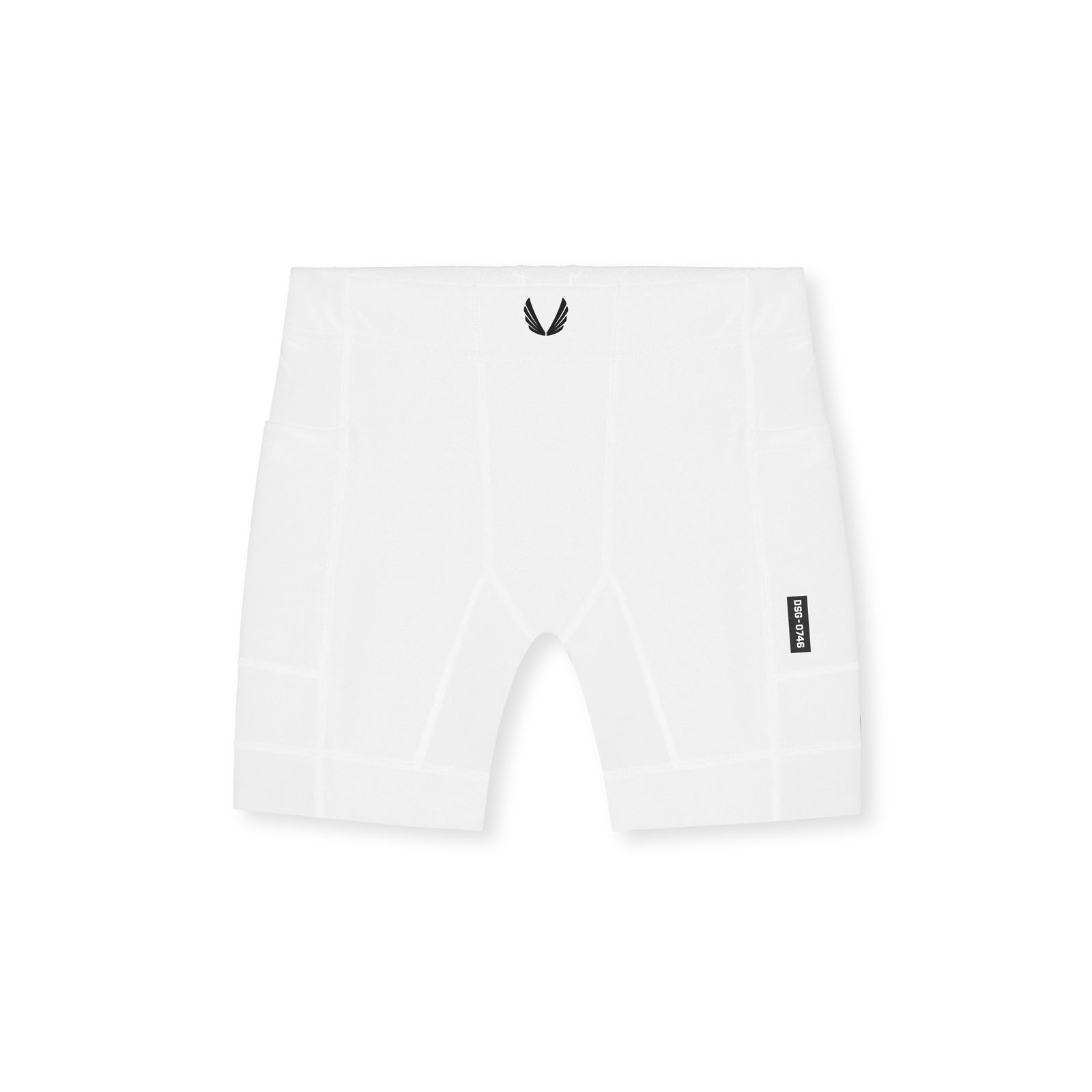 flatlay WarpFlexx® Side Pocket 1/2-Length Legging in white, front view
