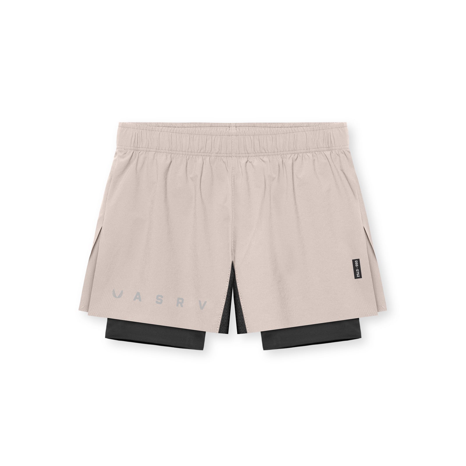 flatlay Ripstop 3" High Split Liner Short in Chai and Black, front view
