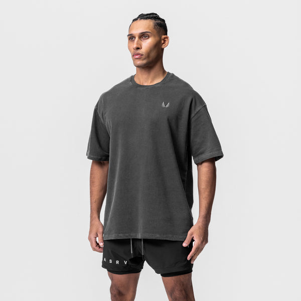 0602. Stone Washed Oversized Tee - Faded Black