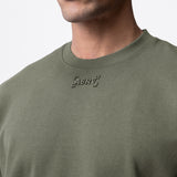 0734. CottonPlus™ Heavyweight Oversized Cinch Tee- Olive