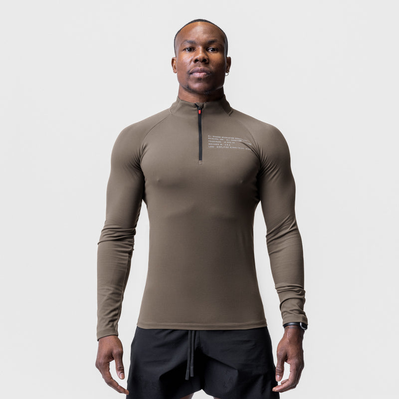 0725. Core Fitted Quarter Zip  - Deep Taupe