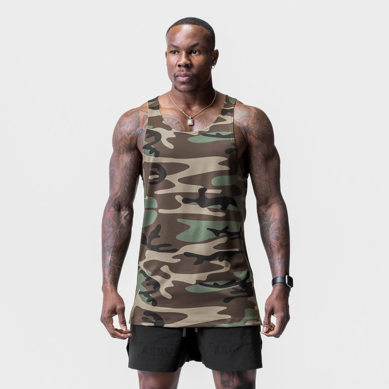 0728. Core Mesh Back Extended Tank - Woodland Camo