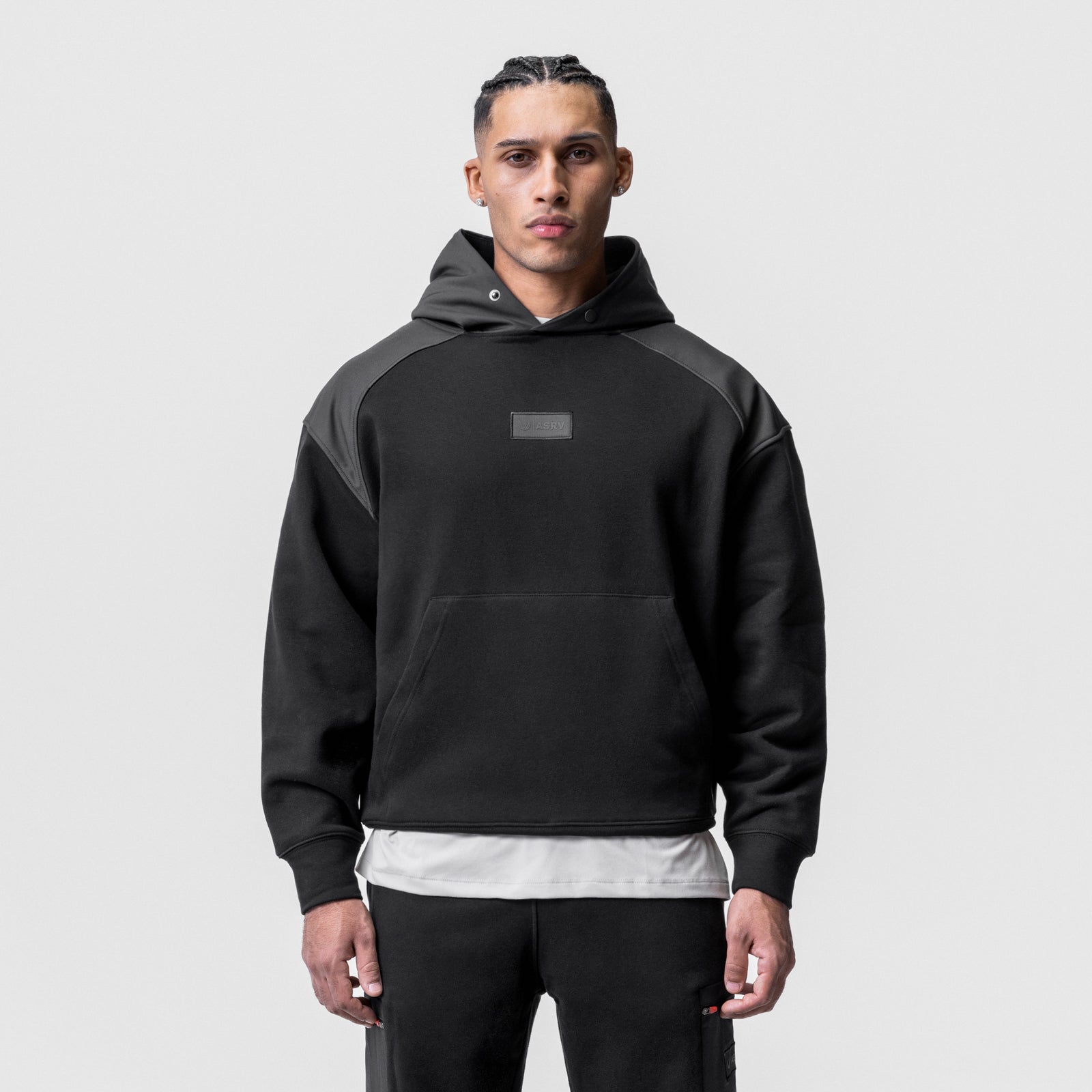 0714. Tech-Terry™ Waterproof Panel Hoodie - Black – ASRV