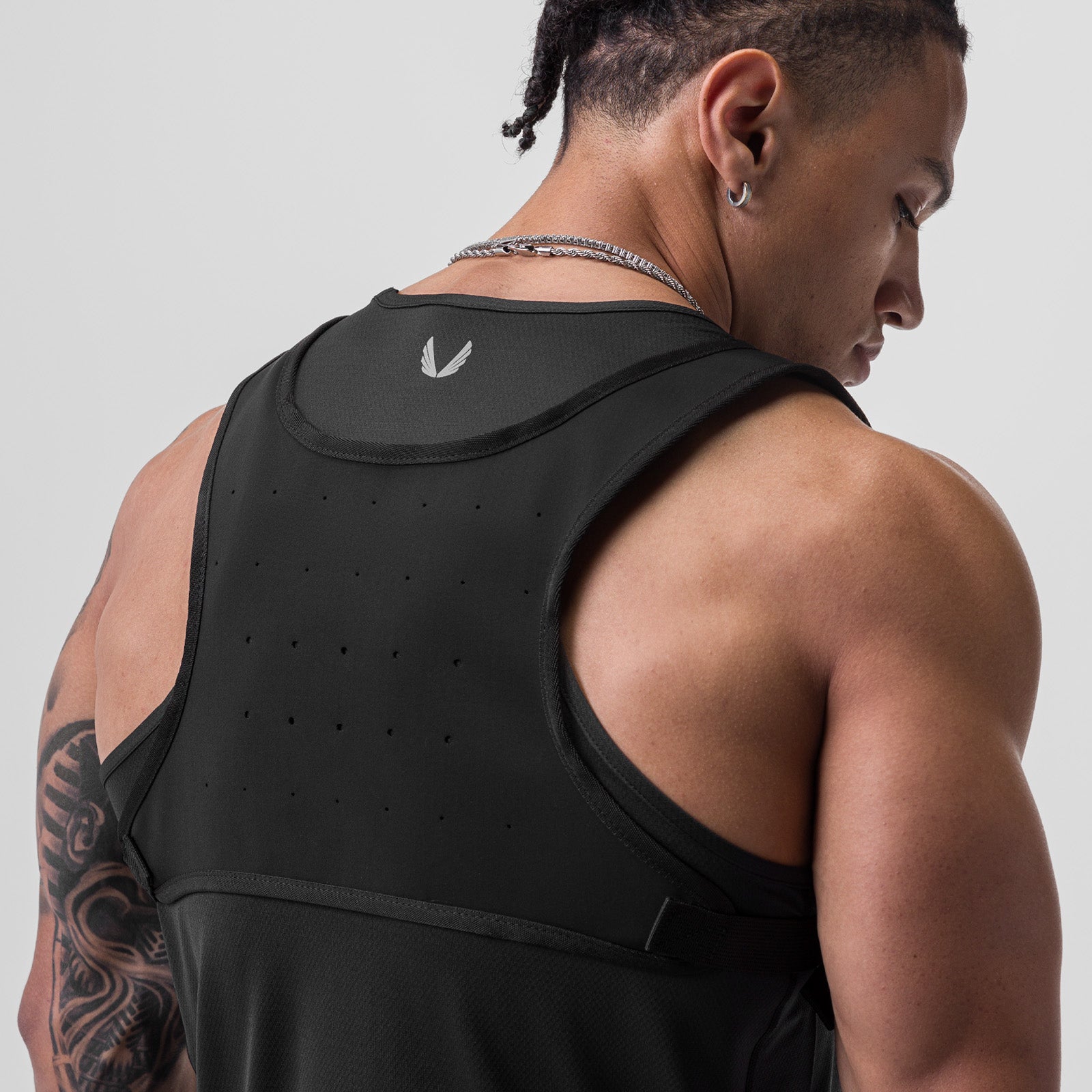 0711 Cordura® Lightweight Chest Pack in black, back view on model