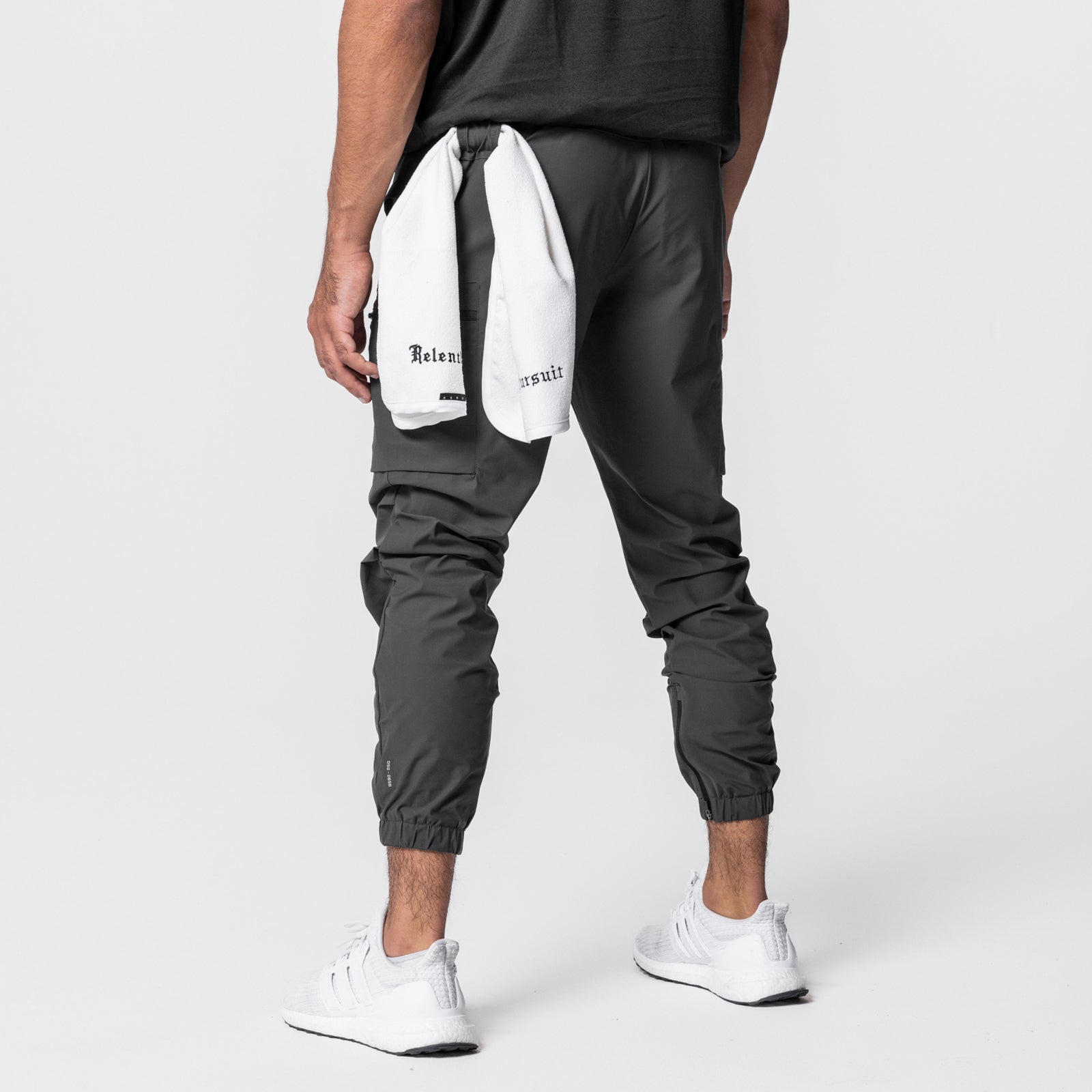 Tetra-Lite Standard Zip Jogger in space grey, worn by model, back view