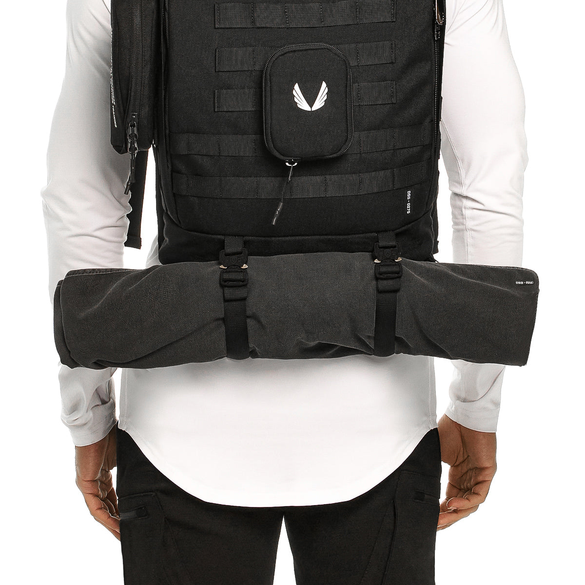 0275 Modular Everyday Pack in black, back view worn by model