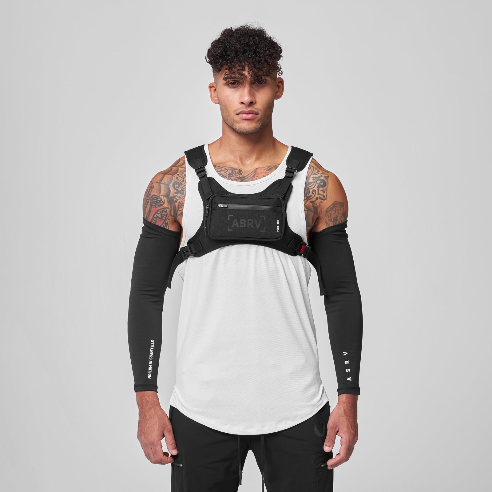 0634 Waterproof Cordura® Conditioning Chest Pack in black, worn on model
