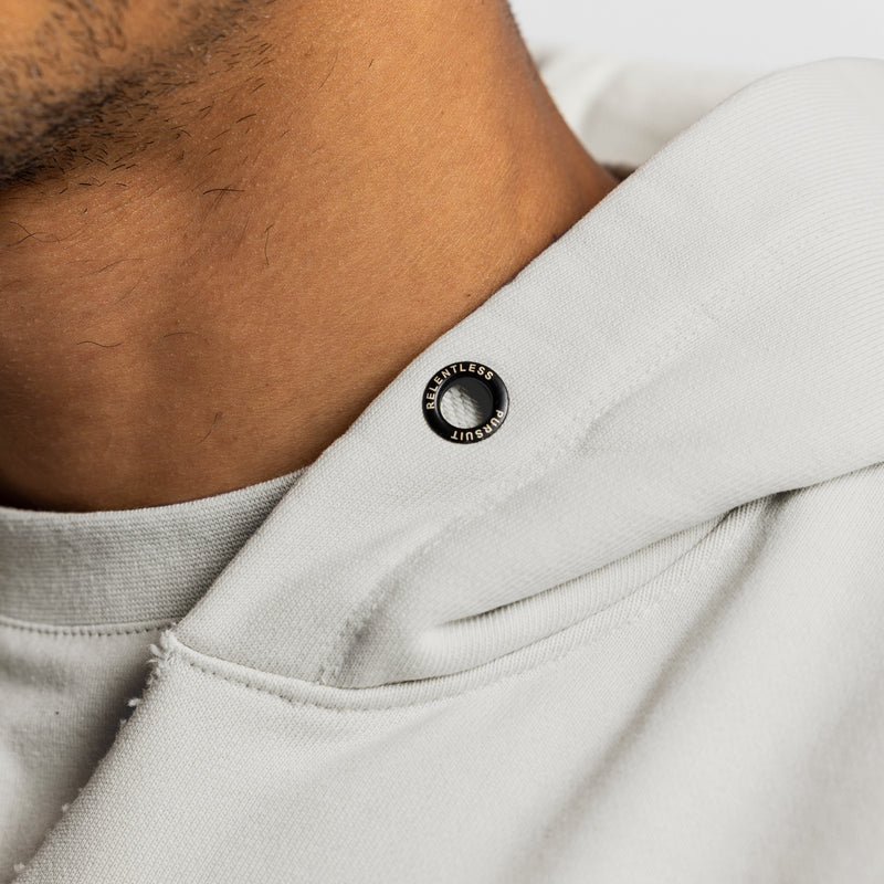 0610. French Terry Raw Hem Cutoff Hoodie - Stone