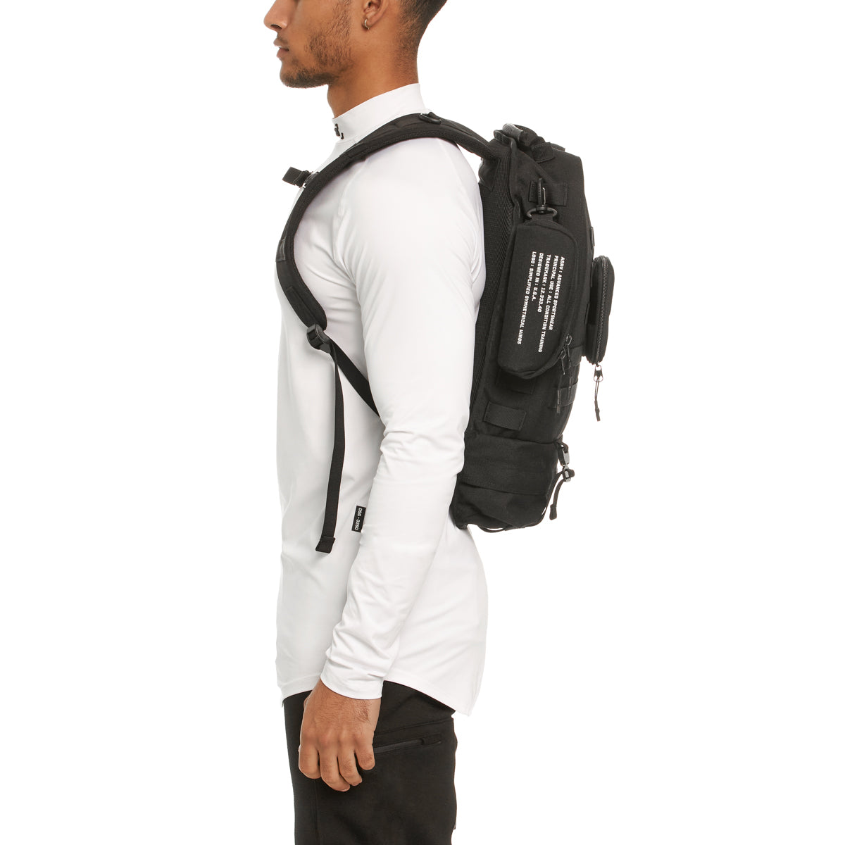 0275 Modular Everyday Pack in black, side view worn on model