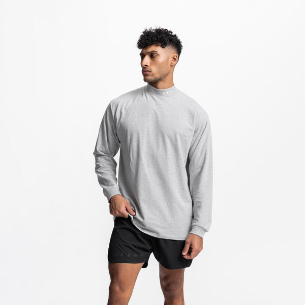 0559. CottonPlus™ Mock Neck Long Sleeve - Heather Grey